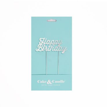 Silver Plate Cake Topper - Happ Birthday