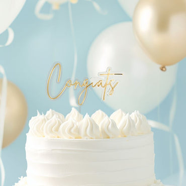 Gld Clr Cake Topper Congrats CC-LGCCT
