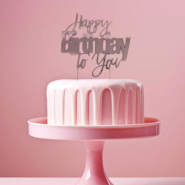 Silver Metal Topper - Happy Birthday To You
