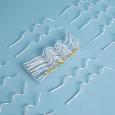 13cm Swirly Candles White Pk16