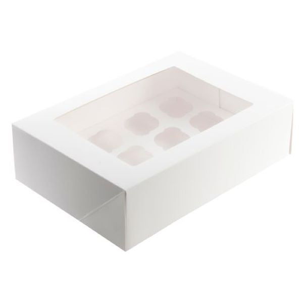 Mondo White Cup Cake Box 12 Cup