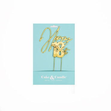 Gold Metal Cake Topper Happy 18th