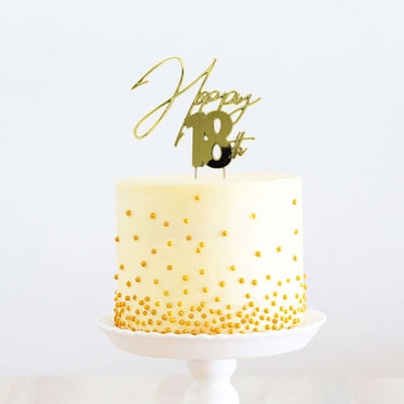 Gold Metal Cake Topper Happy 18th