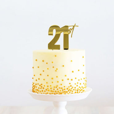 Gold Metal Cake Topper Happy 21st