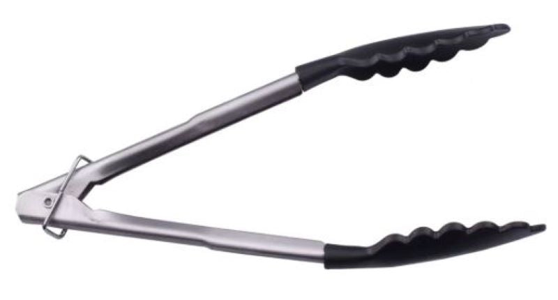 Stainless Steel Tongs with nylon Head 24cm Black