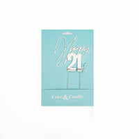 Silver Metal Cake Topper - Happy 21st