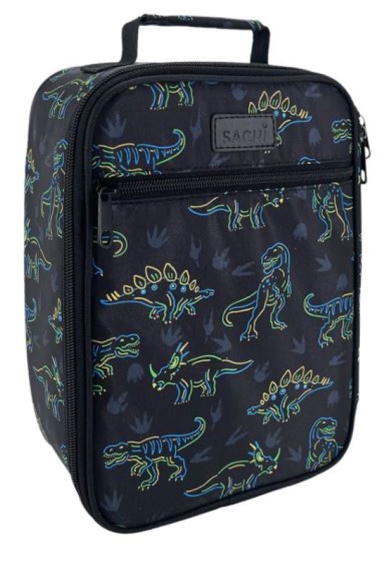 Sachi Insulated Junior Lunch Bag - Neon Dinosaur