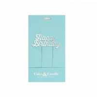 Silver Plate Cake Topper - Happ Birthday
