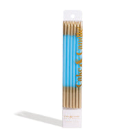 15cm Gold Double Dipped Candles - Blue Pk12