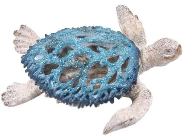 31cm Blue Turtle with Coral Finish