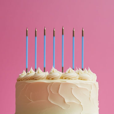 15cm Gold Double Dipped Candles - Blue Pk12