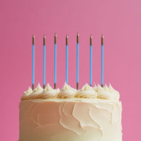 15cm Gold Double Dipped Candles - Blue Pk12