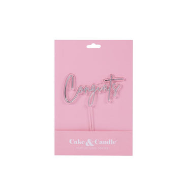 Silver / Clear Cake Topper Congrats