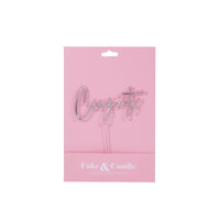 Silver / Clear Cake Topper Congrats