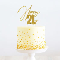 Gold Metal Cake Topper - Happy 21st