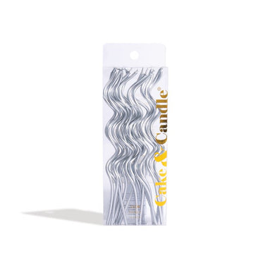 13cm Swirly Candles Silve Pk16