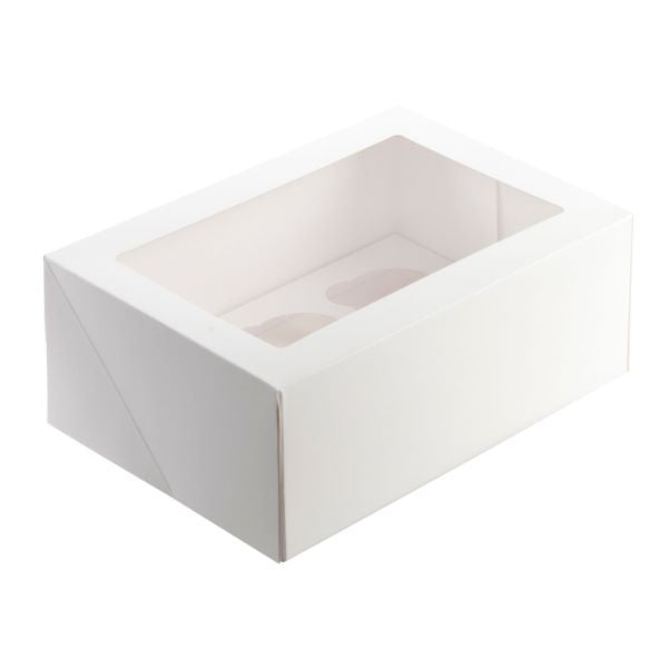 Mondo White Cupcake Box 6 cup