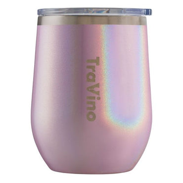 TraVino Stemless Glitter Wine Tumbler Blush Pink