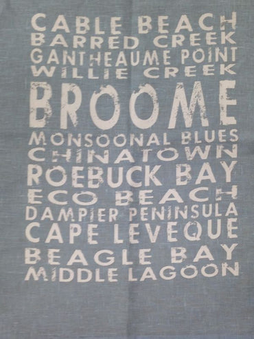 Many Towns Tea Towel Broome BLUE