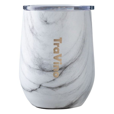 TraVino Slemless Wine Tumbler White Marble